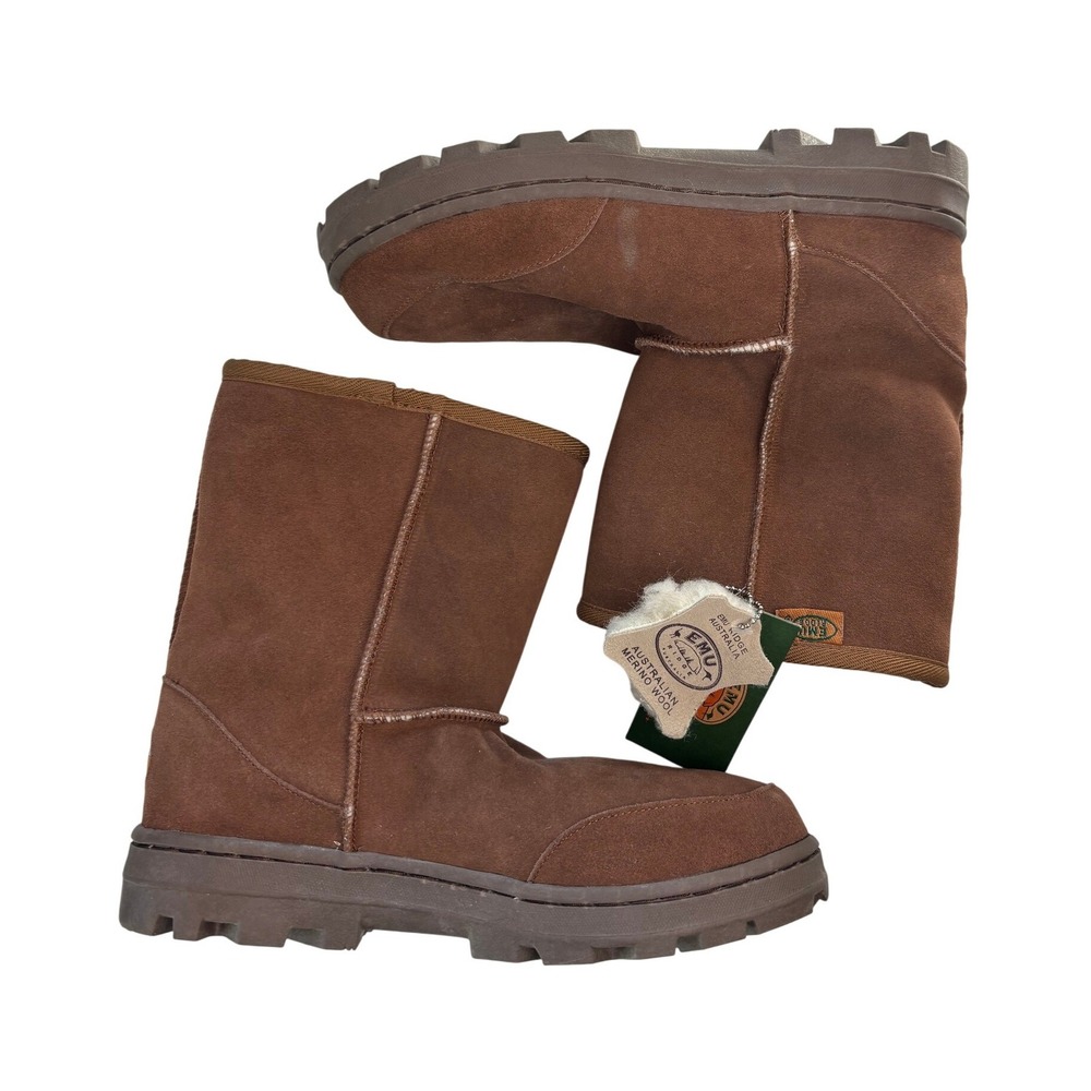 EMU Ridge Boots Brown Unisex Size W13 M12 Suede Merino Wool Lug Sole NWT